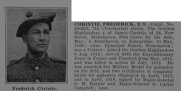 Christie F Cpl MM 290203 7th Gordon Highlanders Obit