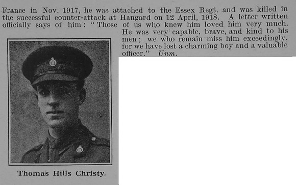 Christy T H 2nd Lt Essex Regt Obit Part 2
