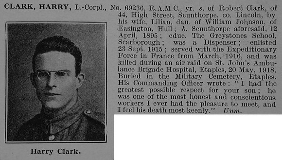 Clark H L/Cpl 69236 Royal Army Medical Corps Obit