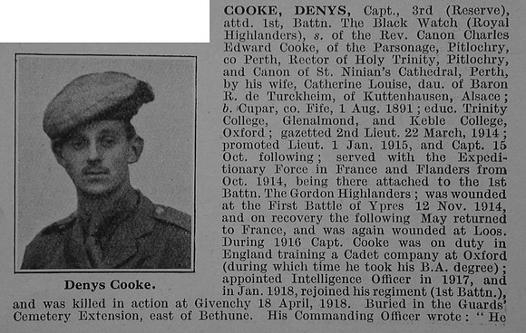 Cooke D Captain 3rd Attd 1st Black Watch Obit Part 1
