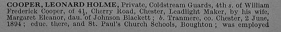 Cooper L H Pte 16413 2nd Coldstream Guards Obit Part 1