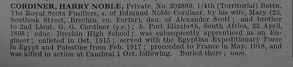 Cordiner H N Pte 202869 4th Royal Scots Fusiliers Obit