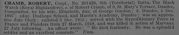 Cramb R Cpl 201426 6th Black Watch Obit
