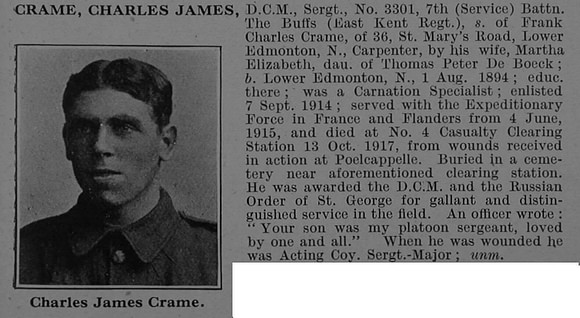 Crame C J Sergt DCM 3301 7th East Kent Regiment Obit