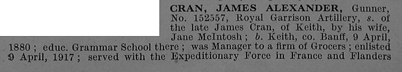 Cran J A Gnr 152557 Royal Garrison Artillery Obit Part 1