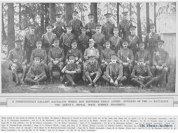 Queens Royal West Surrey Regiment 1st Btn Officers