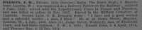 Dadson J W Pte 11th Essex Regiment Obit De Ruvignys Roll Of Honour Vol 4