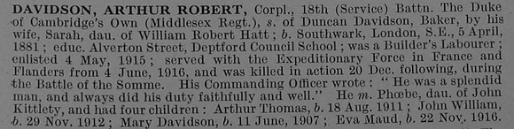 Davidson A R Cpl PW2316 18th Middlesex Regiment