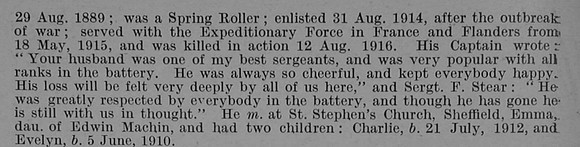 Dawson J E Sergt 96187 Royal Field Artillery Obit Part 2