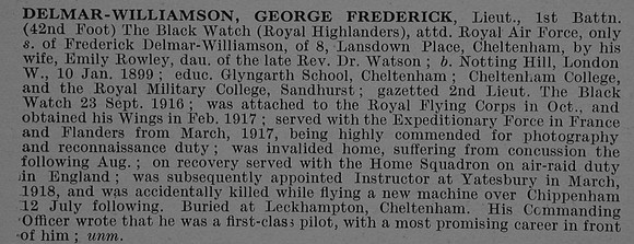 Delmar-Williamson G F Lt 1st Black Watch Attd Royal Air Force Obit