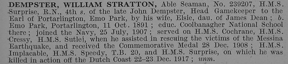 Dempster W S AB HMS Surprise Royal Navy Obit