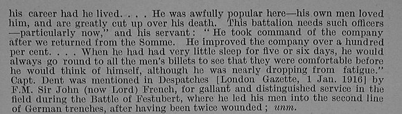Dent A E Lt 1st Attd 9th Kings Royal Rifle Corps Obit Part 2