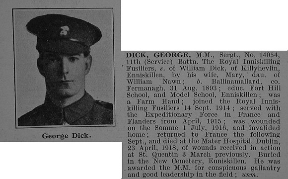 Dick G Sergt MM 14054 11th Royal Inniskilling Fusiliers Obit