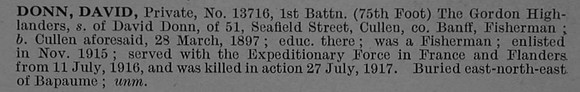 Donn D Pte 13716 1st Gordon Highlanders Short Obit