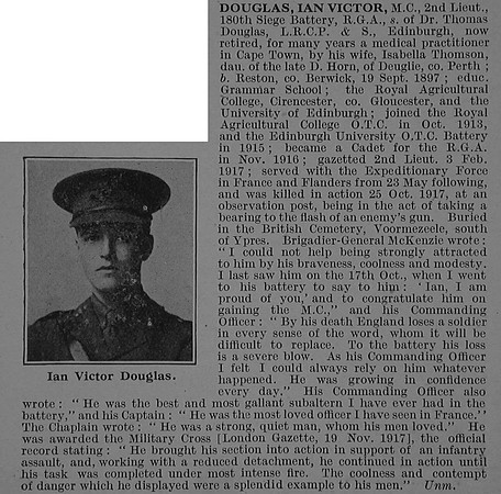 Douglas I V 2nd Lt MC Royal Garrison Artillery Obit