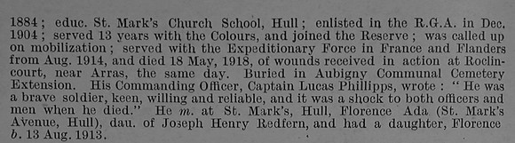 Douglas T H Gnr 21810 Royal Garrison Artillery Obit Part 2