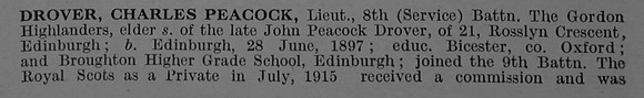 Drover C P Lt 8th Gordon Highlanders Obit Part 1