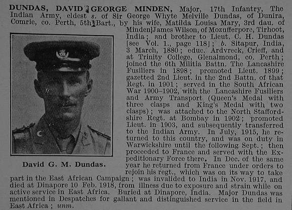 Dundas D G M Major Indian Army Obit