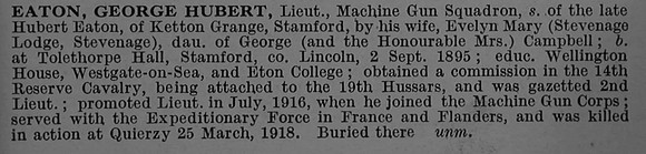 Eaton G H Lt Machine Gun Corps