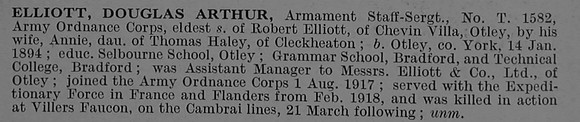 Elliott D A Staff Sergt 1582 Army Ordnance Corps Obit