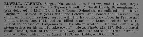 Elwell A Sergt 36452 Royal Field Artillery