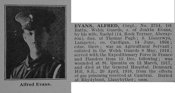 Evans A Cpl 2754 1st Welsh Guards Obit