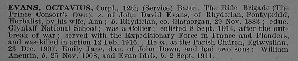 Evans O Cpl 12th Rifle Brigade