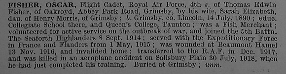 Fisher O Flight Cadet Royal Air Force Obit