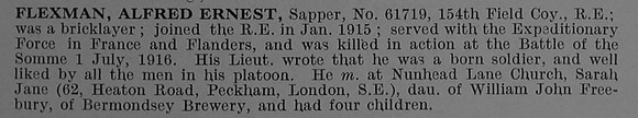 Flexman A E Sapper 61719 Royal Engineers