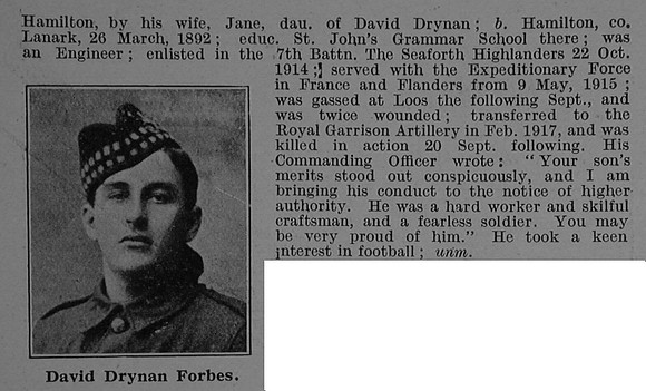Forbes D D Fitter Staff Sergt Royal Garrison Artillery Obit Part 2