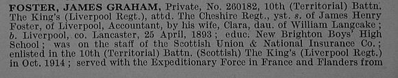 Foster J G Pte 260182 10th Kings Liverpool Regiment Obit Part 1