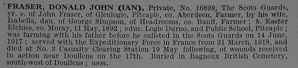Fraser I Pte 16899 2nd Scots Guards