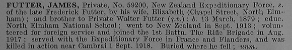 Futter J Pte 59200 New Zealand Rifle Brigade