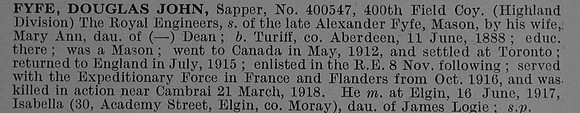 Fyfe D J Sapper 400547 Royal Engineers