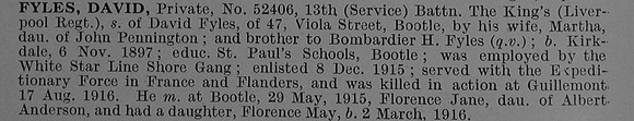 Fyles D Pte 52406 13th Kings Liverpool Regiment
