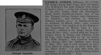 Gamble J Rfn C/7790 Kings Royal Rifle Corps Obit