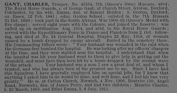 Gant C Tpr 45554 7th Hussars Attd Royal Horse Guards
