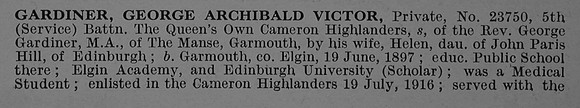 Gardiner G A V Pte 23750 5th Cameron Highlanders Obit Part 1