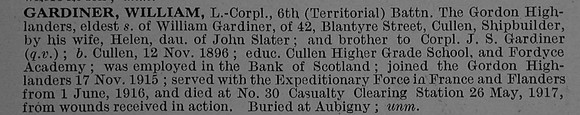 Gardiner W L/Cpl 6th Gordon Highlanders