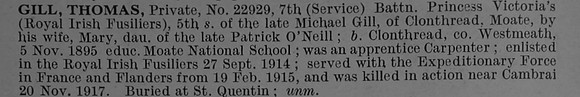 Gill T Pte 22929 7th Royal Irish Fusiliers