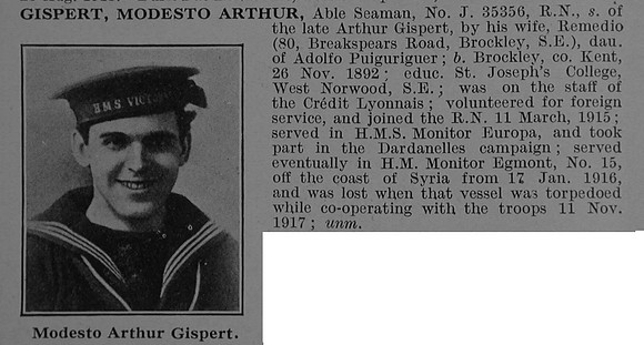 Gispert M A AB J/35356 H.M.S. M15 Royal Navy Obit