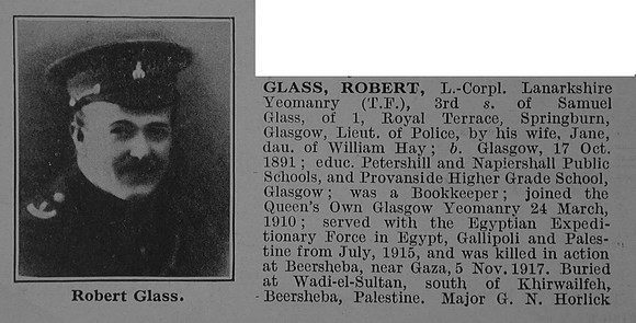 Glass R L/Cpl 95025 Lanarkshire Yeomanry Obit Part 1