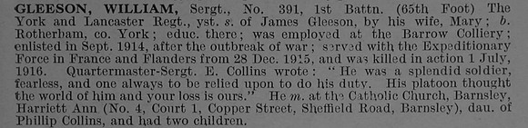 Gleeson W Sergt 391 1st York & Lancaster Regiment