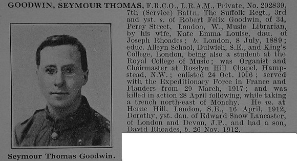 Goodwin S T Pte 202839 7th Suffolk Regiment Obit