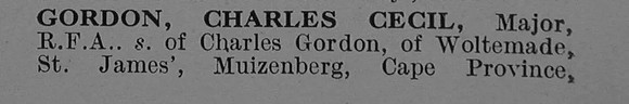 Gordon C C Major Royal Field Artillery Obit Part 1