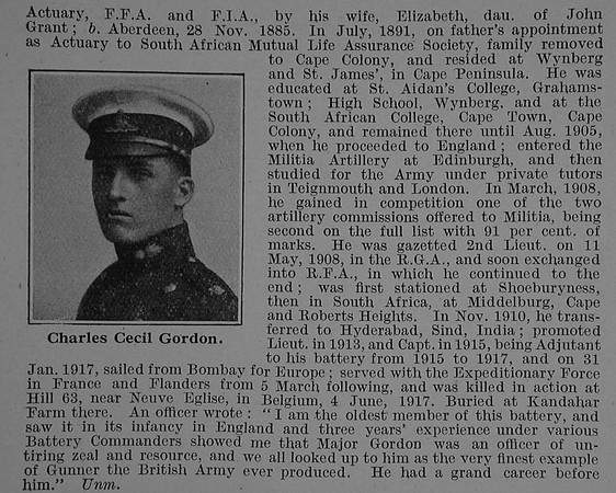 Gordon C C Major Royal Field Artillery Obit Part 2