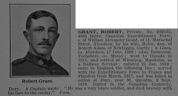 Grant R Pte 292135 46th Canadian Infantry Obit