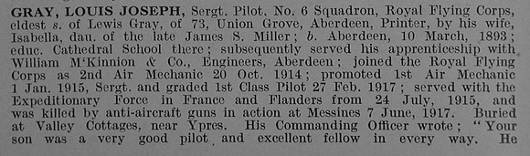 Gray L J Sergt Royal Flying Corps Obit Part 1