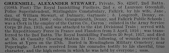 Greenhill A S Pte 42507 2nd Royal Inniskilling Fusiliers
