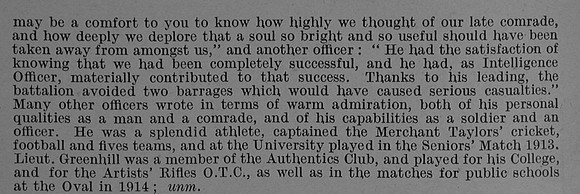Greenhill F W R Lt 3rd Grenadier Guards Obit Part 2